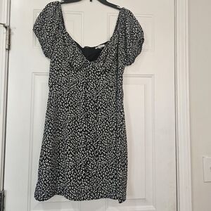 Revamped Floral Black And White Dress Size Medium Babydoll
